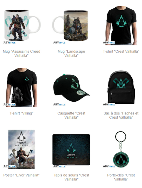 La sélection de produits dérivés Assassin's Creed Valhalla