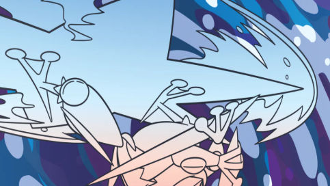 Méga-Amphinobi affronte Méga-Floette dans l’extension Chaos Ascendant du JCC Pokémon